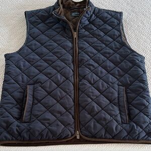 Tahari Brand Men's Quilted Navy & Brown Vest, Size XL
